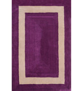Purple and beige bordered hand-tufted wool rug